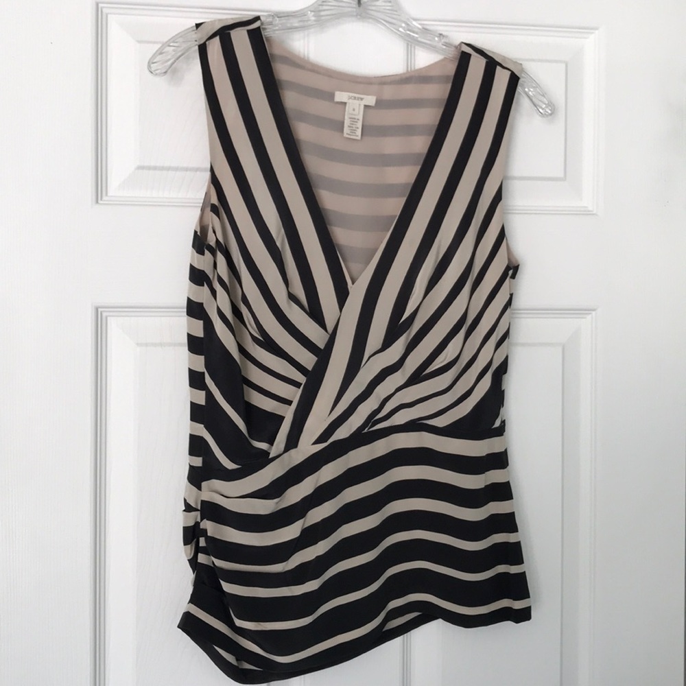 J.CREW Deep V-Neck Silk Sleeveless Top